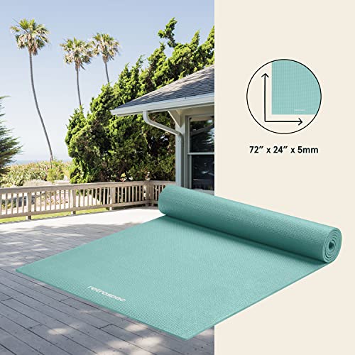 Retrospec Pismo Yoga Mat for Men & Women - 72” x 24” x 5mm - Extra Long Non Slip Exercise Mat for Yoga, Pilates, Stretching, Floor & Home Workouts - Blue Lagoon