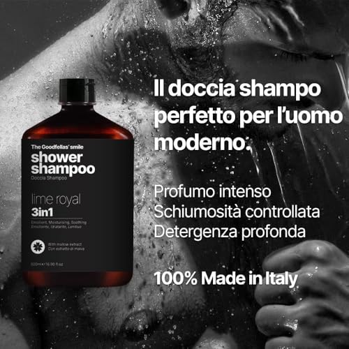 The Goodfellas' smile, ROYAL LIME (Sicilian Lime), Luxury 3 in 1 Body Wash and Hair Shampoo for Men, 17 Fluid Oz. - MADE IN ITALY