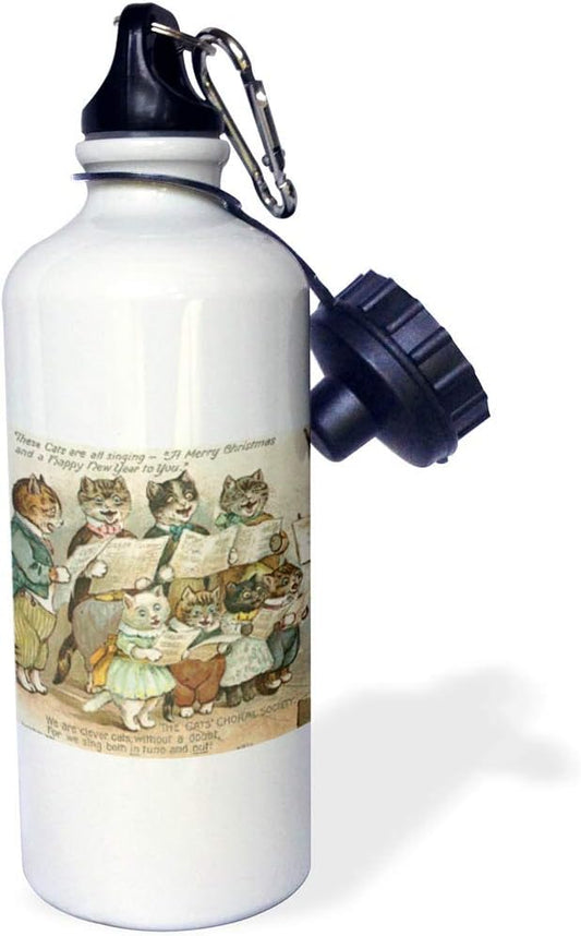 3dRose Cat Choir-Sports Water Bottle, 21oz , 21 oz, Multicolor