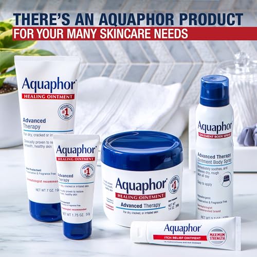 Aquaphor Healing Ointment Advanced Therapy Skin Protectant, Body Moisturizer for Dry Skin, Minor Cuts and Burns, Dry Cuticles, Cracked Heels, Hands and Lips, 1.75 Oz Tube, Pack of 3