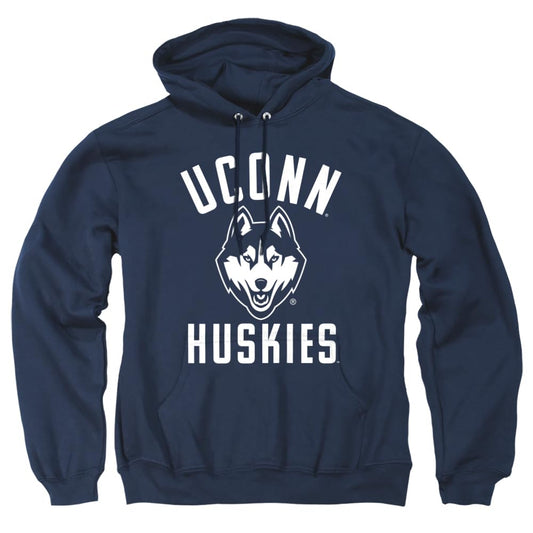 University of Connecticut Official One Color Logo Unisex Adult Pull-Over Hoodie,Navy, Large
