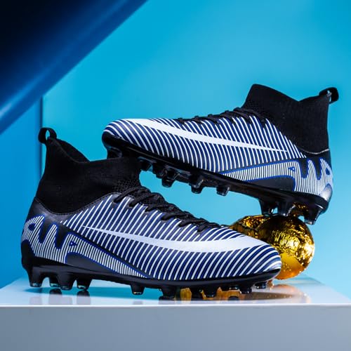 GXBX Men's Soccer Cleats Youth Big Kid Boys Girls Indoor Outdoor Soccer Cleats Shoes Black Blue Green Gray Football Training Shoes