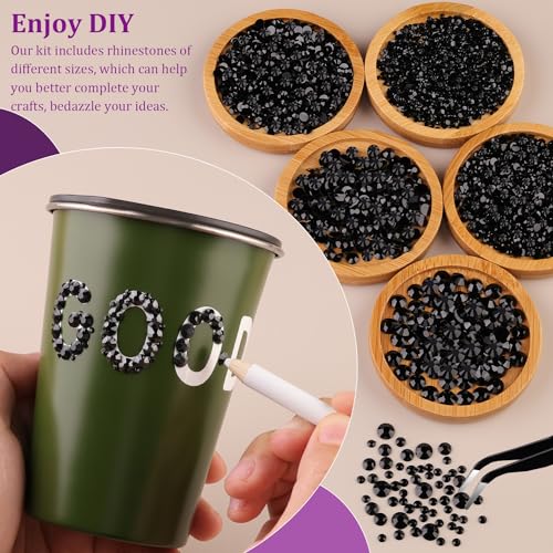 16000Pcs Resin Jelly Rhinestones for Crafting, Lavender Purple AB Non Hotfix Flatback Gems, Bedazzling Crystal with 3Pcs 10ml B7000 Jewelry Glue for DIY Crafts Clothing Tumblers Shoes Nail Art