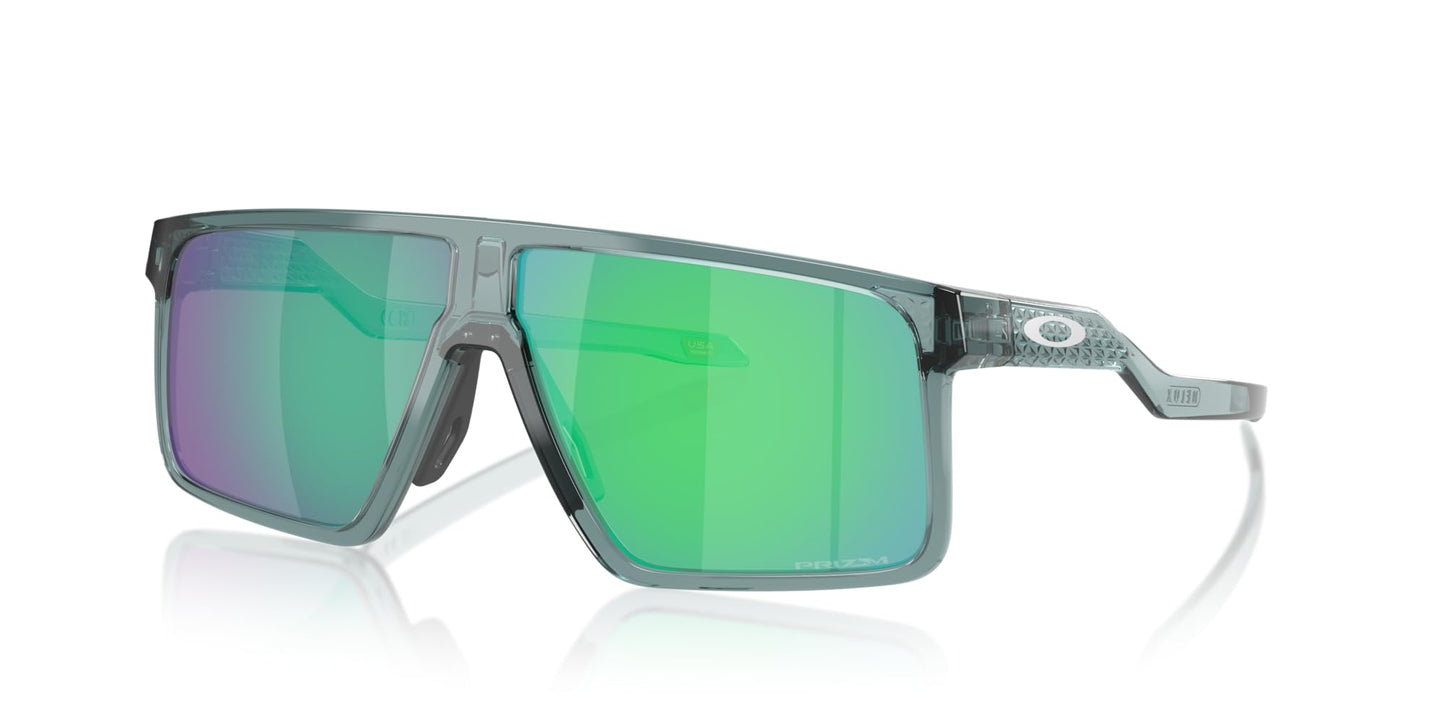 Oakley Men's OO9285 Helux Rectangular Sunglasses, Crystal Black/Prizm Jade, 61 mm
