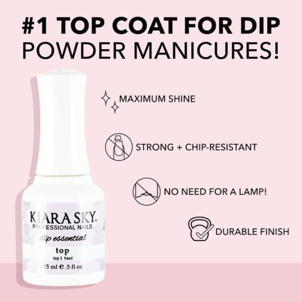 KIARA SKY Professional - Dip Manicure Nail Liquid Essentials - Long Lasting Nail Gel - Beauty Essentials Nail Design for Nail Art - Dip Liquids for Nails Repair Treatment 0.5 fl oz, Top Coat