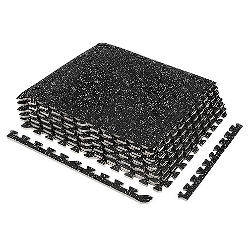 Sivan 0.5 Inch Thick Gym Flooring for Home Gym - 6 EVA Foam Floor Tiles, 24 Sq Ft Rubber Top Gym Mats for Home Gym and Exercise Equipment, Interlocking Protective Flooring 24 in x 24 in Gym Mat