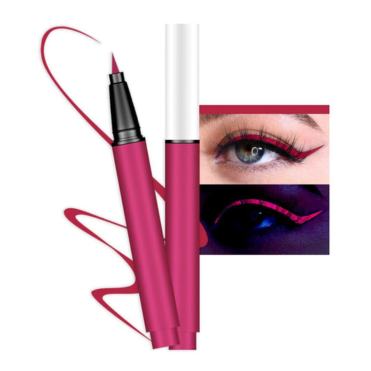 evpct Colorful UV Neon Liquid Eyeliner Pencil Pen, Rainbow Halloween Matte Colored Eyeliners Pencil Glow in Dark, Waterproof Long Lasting Highpigmented Delineador ojos líquido de neón 07# dark red