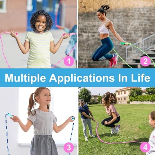 GRAWUN Jump Rope For Kids, Soft Beaded Jump Rope, Adjustable Length Tangle-Free Segmented Soft Beaded Skipping Rope, for Women, Men and Kids Keeping Fit, Workout and Weight Loss