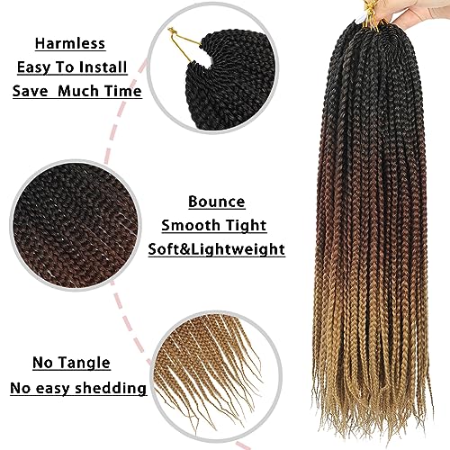 Crochet Box Braids Hair -14 Inch 7 Packs Pre-Looped Crochet Braids for Black Women With Braiding Hair Extensions-14 Inch 1B/30/27