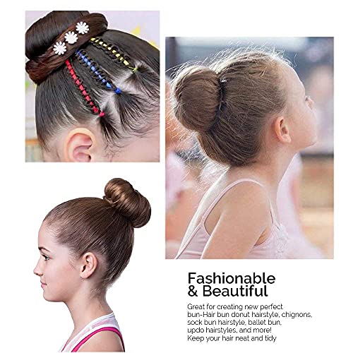 Hair Donut Ring Style Bun Maker, 2PCS Chignon Doughnut Shaper for Short and Thin Hair (3 Inch/Beige)