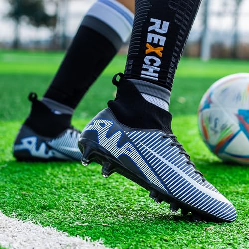 GXBX Men's Soccer Cleats Youth Big Kid Boys Girls Indoor Outdoor Soccer Cleats Shoes Black Blue Green Gray Football Training Shoes