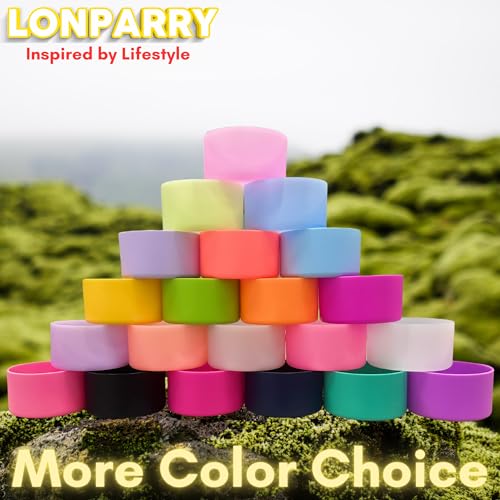 LONPARRY 4-Pack Silicone Boot for Stanley Cup Quencher IceFlow Rubber Bottom Sleeve Protector for Stanley Tumbler Car Travel Cup Bottle Bottom (Olive Gree+Black+Turquoise+Blue Lagoon)