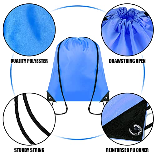 Grneric 40 Pieces Drawstring Backpack Bulk Cinch Sackpack Ployster Drawstring Bags for Gym Party Trip(Sky Blue)
