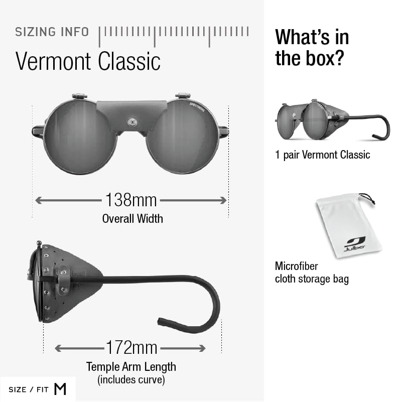 Julbo Vintage Classic Unisex Sunglasses - Gun/White Frame with Smoke Lens and Blue Mirror