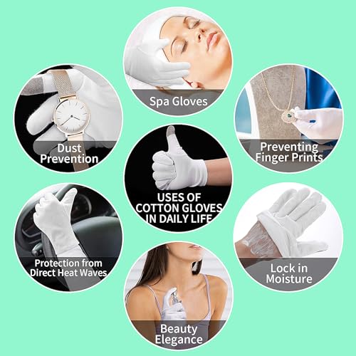 Sibba 3 Pairs Touch Screen Moisturizing Gloves White Cotton Moisturizing Gloves Overnight Bedtime Heal Eczema Sleeping Lotion Hand Spa Treatment Gloves Repair Rough Cracked Dry Chapped Hands Skin