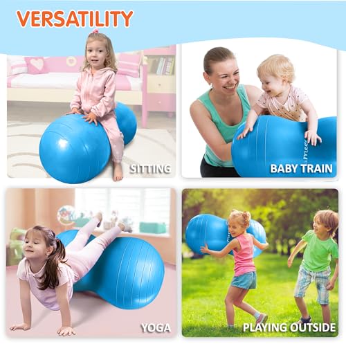Meex Sensory Peanut Ball for Kids Therapy and Exercise - Enhance Balance, Motor Skills and Physical Therapy Calming Development with Our Yoga Ball - Flexible Seating for Autistic Children - Blue