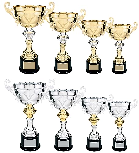 Griffco Supply Metal Cup Trophy in Gold or Silver - Trophy Award, Engraved Corporate Trophy Cup Award (10", 11.5", 13" or 14.5" Tall) - Free Engraved Plate Included (Gold, 8.75" X-Small)