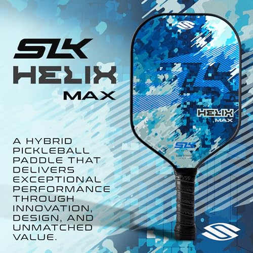 2024 SLK Helix Pro Pickleball Paddle | Carbon Fiber & Fiberglass Hybrid Face | Thermoformed Carbon Fiber Core | Unmatched Control | Camo Glitch