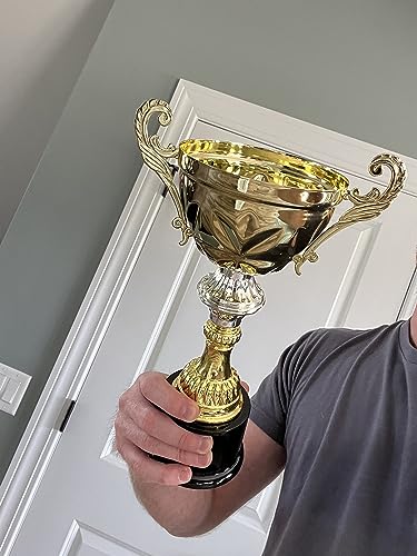 Griffco Supply Metal Cup Trophy in Gold or Silver - Trophy Award, Engraved Corporate Trophy Cup Award (10", 11.5", 13" or 14.5" Tall) - Free Engraved Plate Included (Gold, 8.75" X-Small)