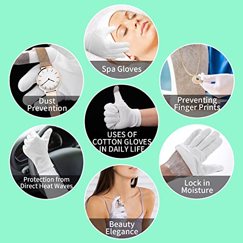 Sibba 3 Pairs Touch Screen Moisturizing Gloves White Cotton Moisturizing Gloves Overnight Bedtime Heal Eczema Sleeping Lotion Hand Spa Treatment Gloves Repair Rough Cracked Dry Chapped Hands Skin