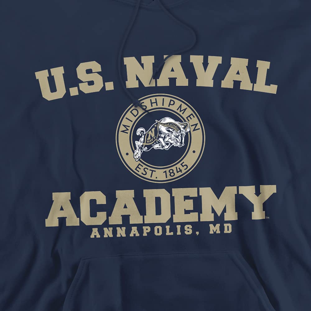 Us Naval Academy Official Circle Logo Unisex Adult Pull-Over Hoodie,Navy, 2X-Large