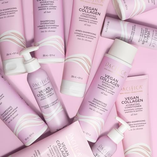Pacifica Vegan Collagen Leave-In Repair Hair Mask – Leave-In Conditioner Treatment for Dry Damaged Hair, Hydrating Hair Repair Mask to Strengthen, Reduce Breakage & Split Ends Vegan & Cruelty-Free 4oz