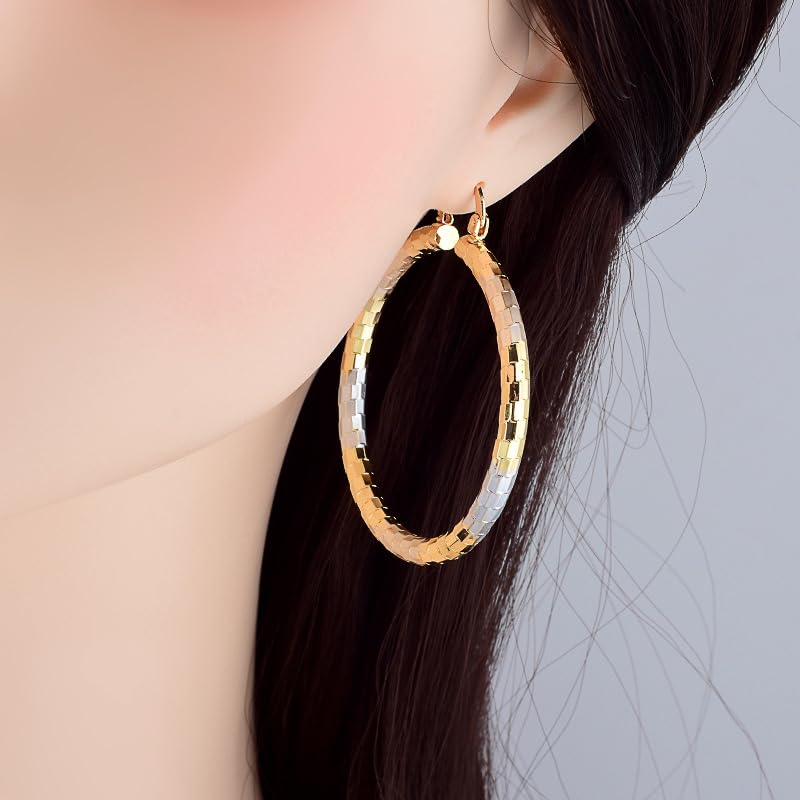 18K Gold Plated Hoop Earrings for women Trendy Twisted Huggie Hoops Earrings Lightweight Large Chunky Earrings 925 Sterling Silver Boho Jewelry for Teen Girls Gift (style 22)