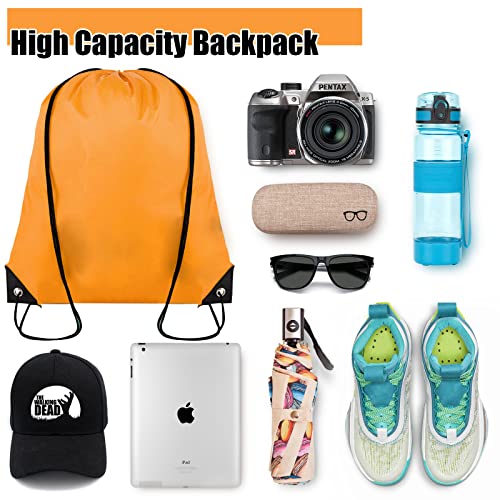 Grneric 40 Pieces Drawstring Backpack Bulk Cinch Sackpack Ployster Drawstring Bags for Gym Party Trip(Sky Blue)
