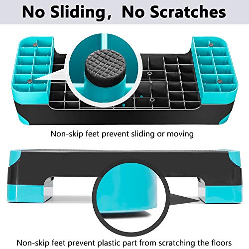 GYMMAGE Adjustable Workout Aerobic Stepper, Aerobic Exercise Step Platform with 2 Risers, Exercise Step Deck for Fitness, 26.5" Trainer Stepper with Non-Slip Surface Home Gym & Extra Risers Options