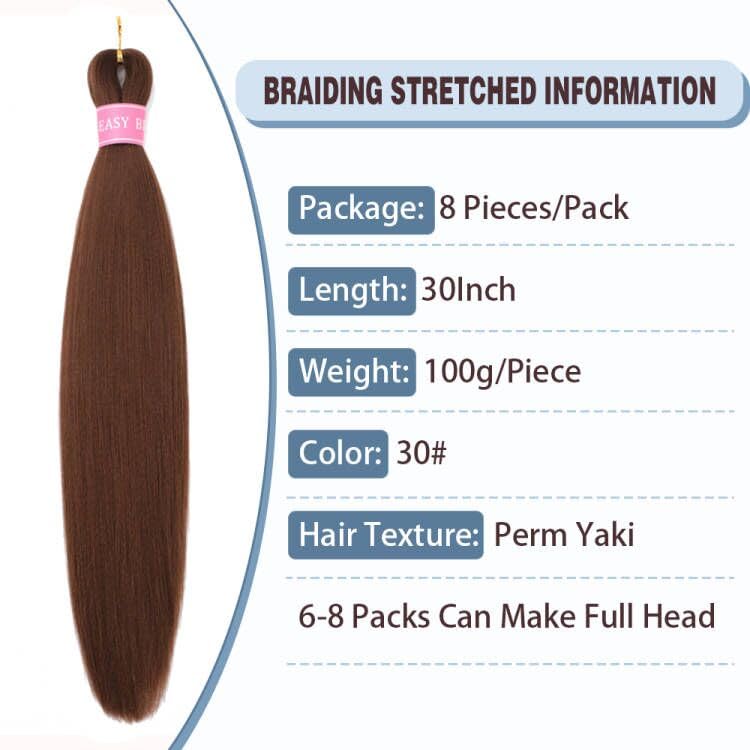 ZERAL Braiding Hair Pre Stretched 30 Inch 8 Packs Braiding Hair Professional Itch Free Yaki Texture Hair Extensions for Braids Synthetic Hair Braiding for Women and Girls (30#)