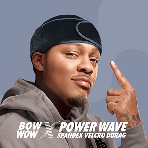 RED Premium Bow Wow X Power Wave Durag, 360 Wave Compression Cap for Men & Women, Adjustable Hook-and-Loop Strap, Stylish & Durable, Ideal for Locs, Braids, Finger Waves (Velvet - Charcoal Gray)