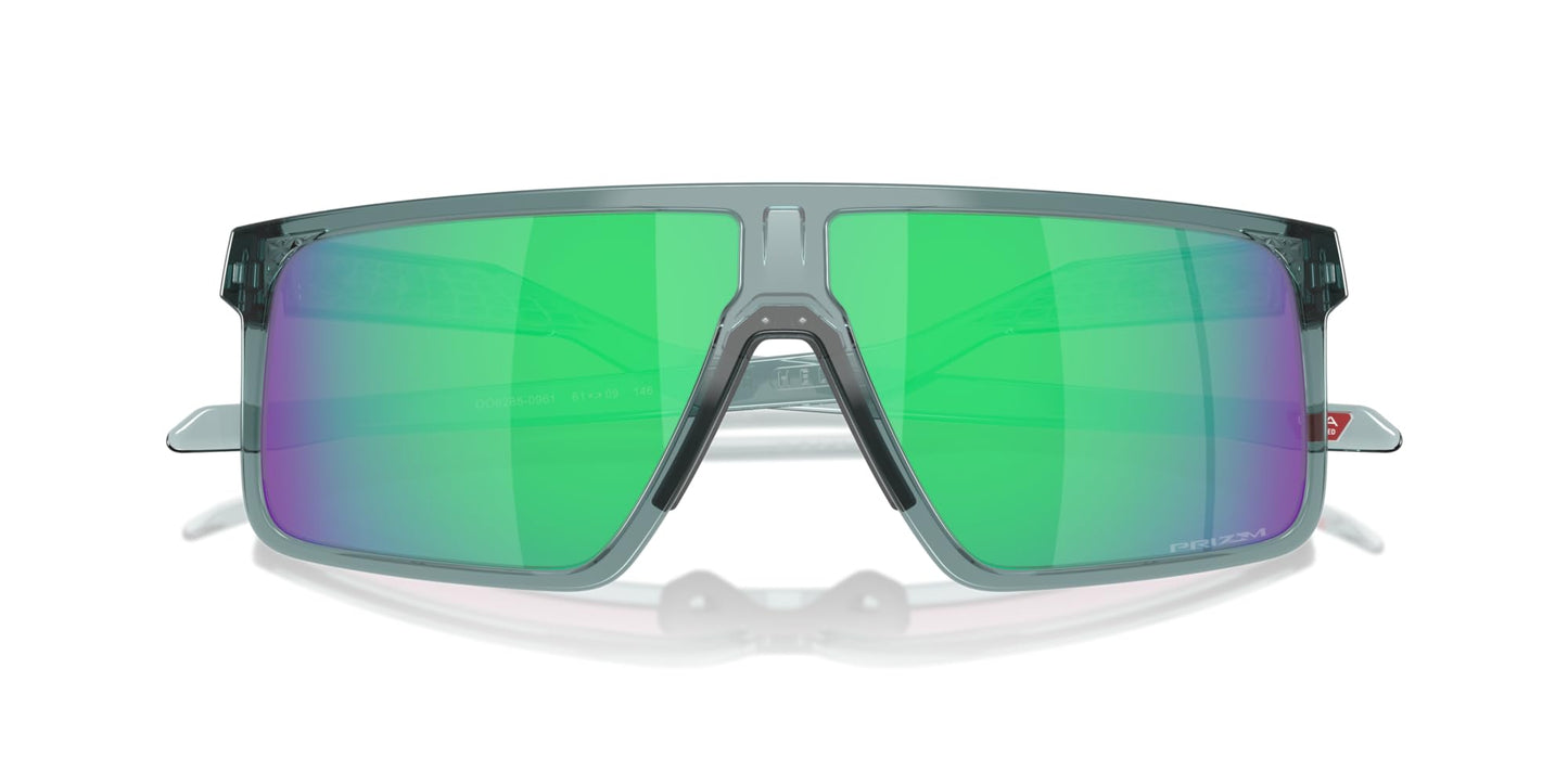 Oakley Men's OO9285 Helux Rectangular Sunglasses, Crystal Black/Prizm Jade, 61 mm