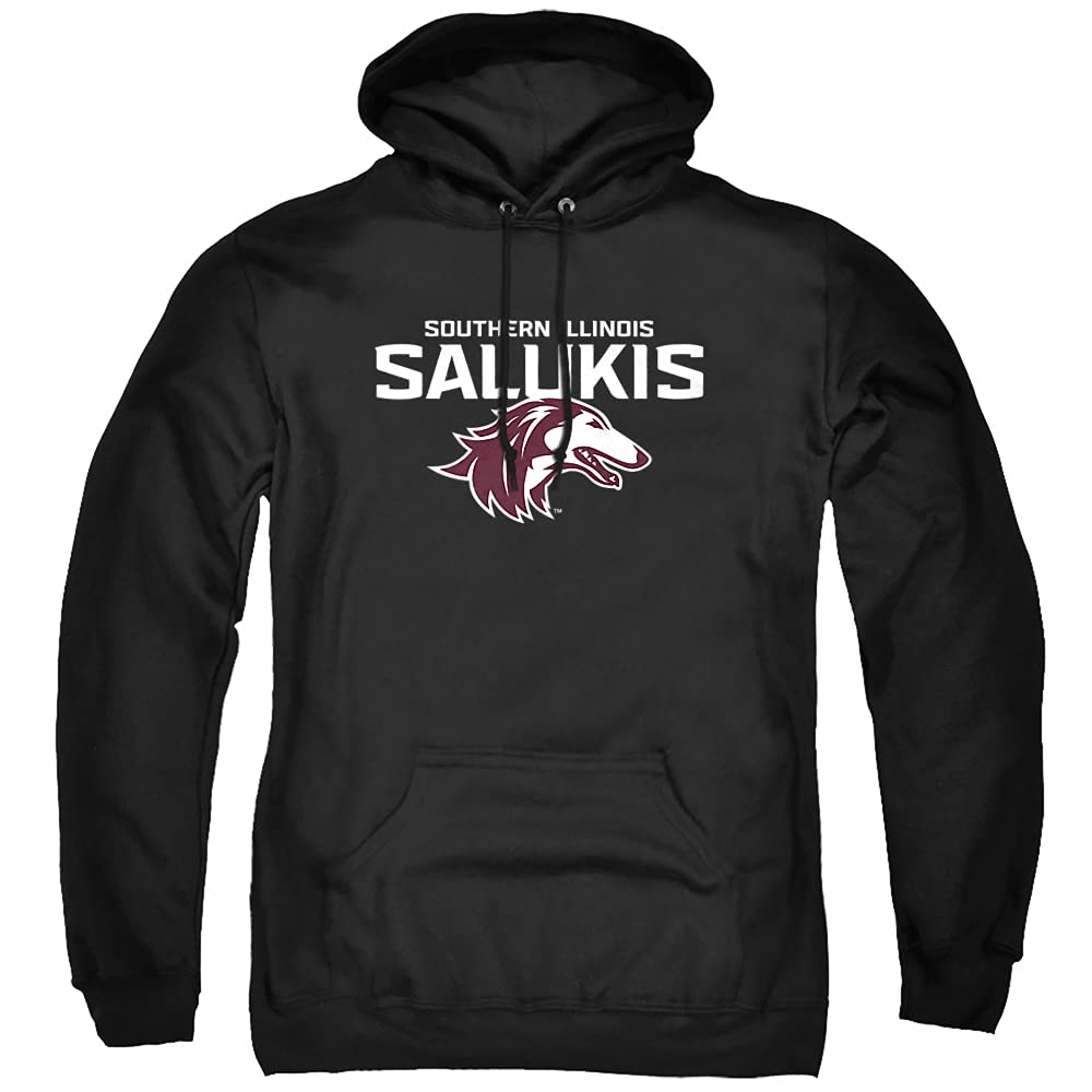Southern Illinois University Official One Color Siu Salukis Logo Unisex Adult Pull-Over Hoodie,Black, X-Large