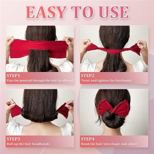 3 Pieces Deft Hair Bun Maker for Twister - Lazy Hair Curler Deft Bun Fashionable Colors Bow Maker, Cute French Twist Easy Bun Hair Bun Maker for Women & Girls Hairstyle (3 PCS (Black, Navy, Khaki))