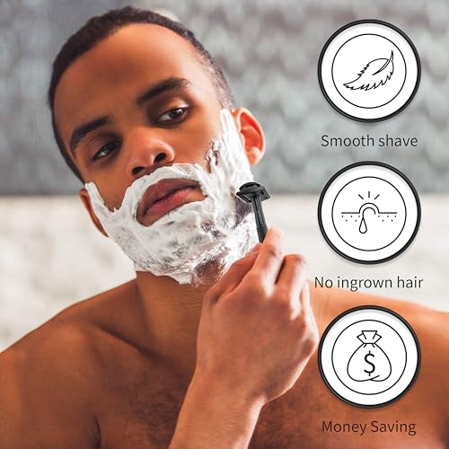 Bambaw Safety Razor for Men with 5 Double Edge Safety Razor Blades, Safety Razors for Men, Sustainable Metal Razor, Zero Waste - Black