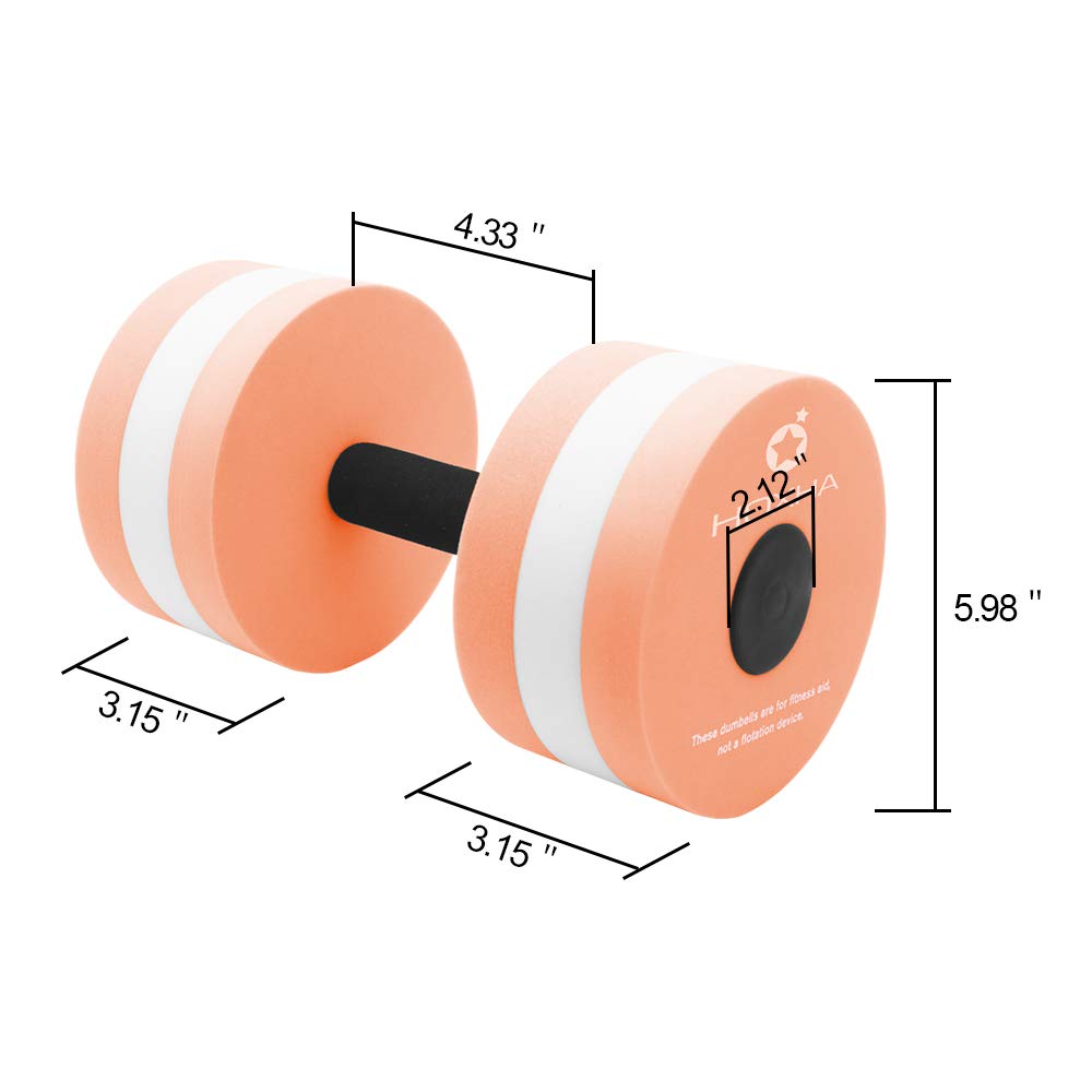 Water Dumbells, Aquatic Exercise Dumbell Set of 2 Water Aerobic Exercise Foam Dumbbells Pool Resistance Water Fitness Equipment for Weight Loss (Orange)