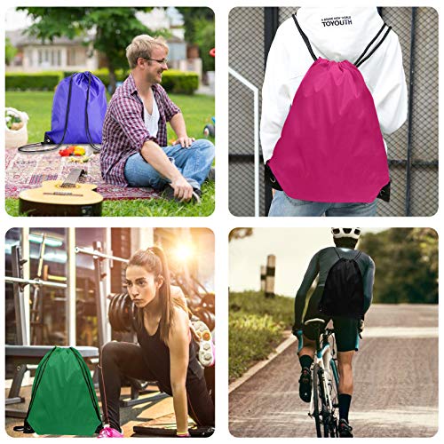 Grneric Drawstring Backpack Bulk 42 Pcs String Backpack Drawstring Bags Cinch Bag Sackpack for Men Women Gym (Red)