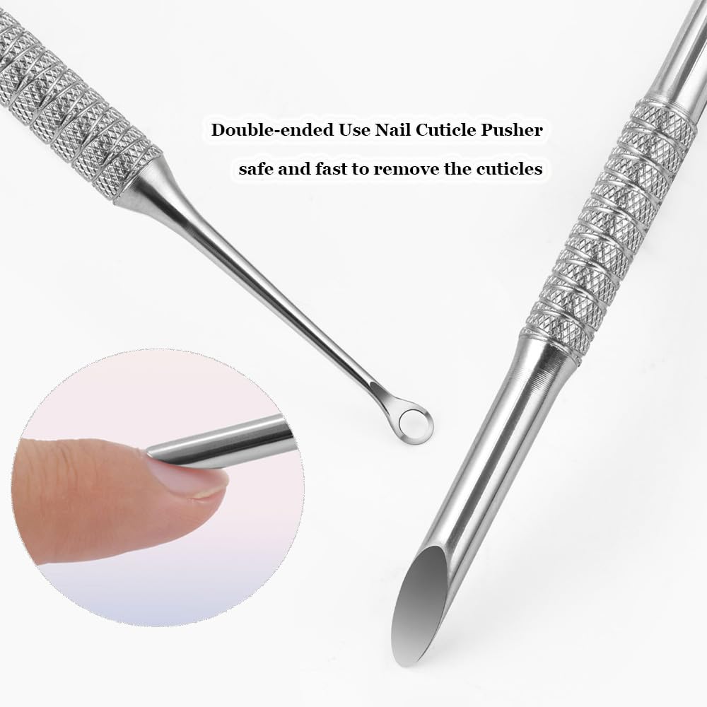 KACHIMOO Cuticle Pusher with 2 Ends,Pre-treatment Cuticle Pusher Cuticle Remover with Sandpaper Sheets,Nail Art Dead Skin Removing Manicure Tool (1 Cuticle Pusher+5 Sandpaper Sheets)
