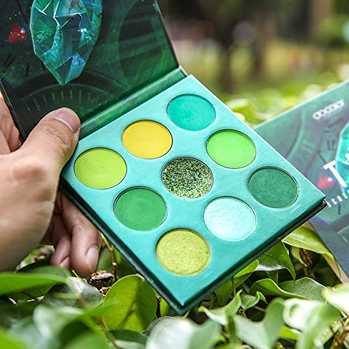 docolor Eyeshadow Palette 9 Colors Green Eyeshadow Gemstone Shadow Palette Highly Pigmented Mattes Shimmers Naked Smokey Glitter Cream Colorful PowderLong Lasting Waterproof Makeup Palette