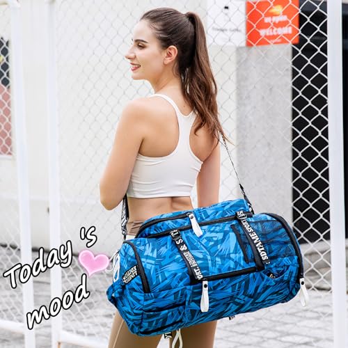 Gym Duffle Bag Backpack with Shoe Compartment,4 ways Travel Backpack for Women and Men,Multi-Functional Weekender bag with Waterproof Layer&Laptop Compartment for Fitness, Travel,Camping(Black)