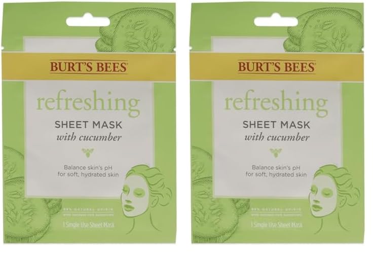 Burt's Bees Refreshing Sheet Mask - Cucumber Unisex 1 Pc, (60192) (Pack of 2)
