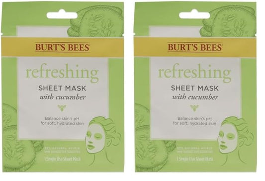 Burt's Bees Refreshing Sheet Mask - Cucumber Unisex 1 Pc, (60192) (Pack of 2)