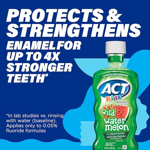 ACT Kids Anticavity Fluoride Rinse, Wild Watermelon, 16.9 Ounce (Pack of 2)