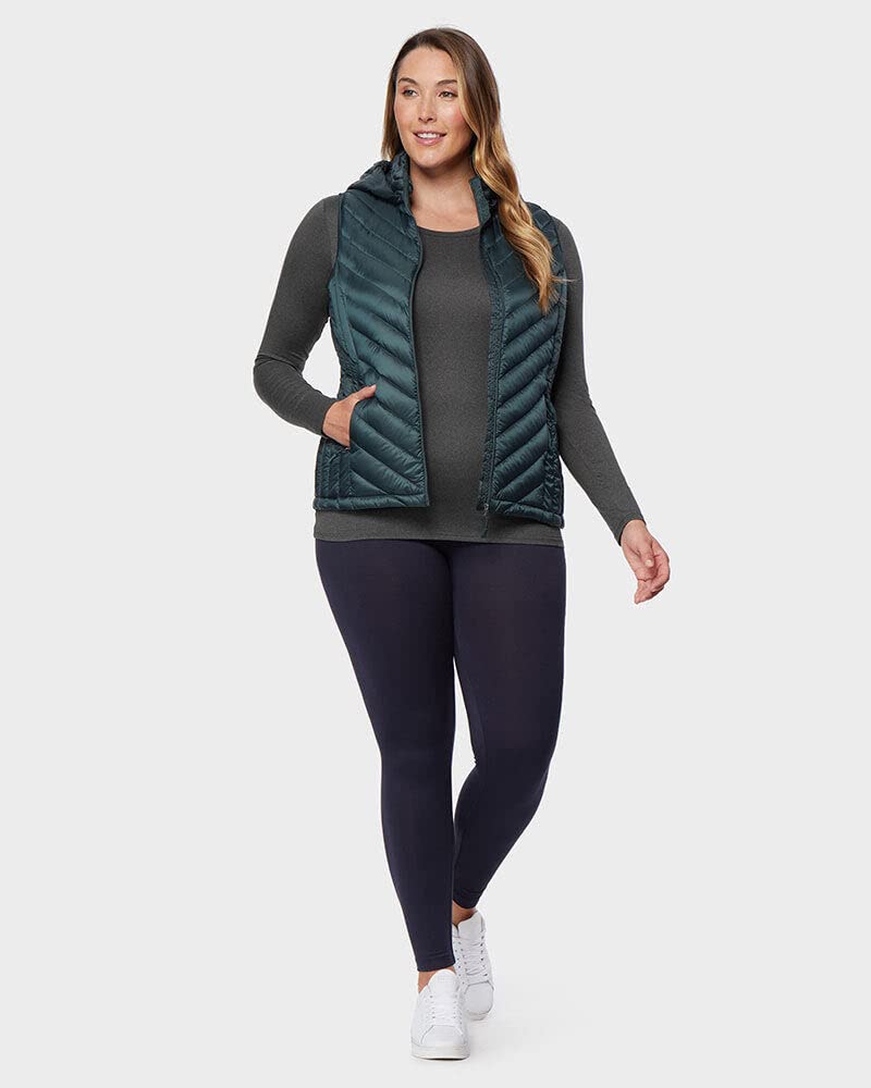 32 Degrees Women's Lightweight Baselayer Crew Top | Long Sleeve | Form Fitting | 4-Way Stretch | Thermal, Charcoal Heather, Small