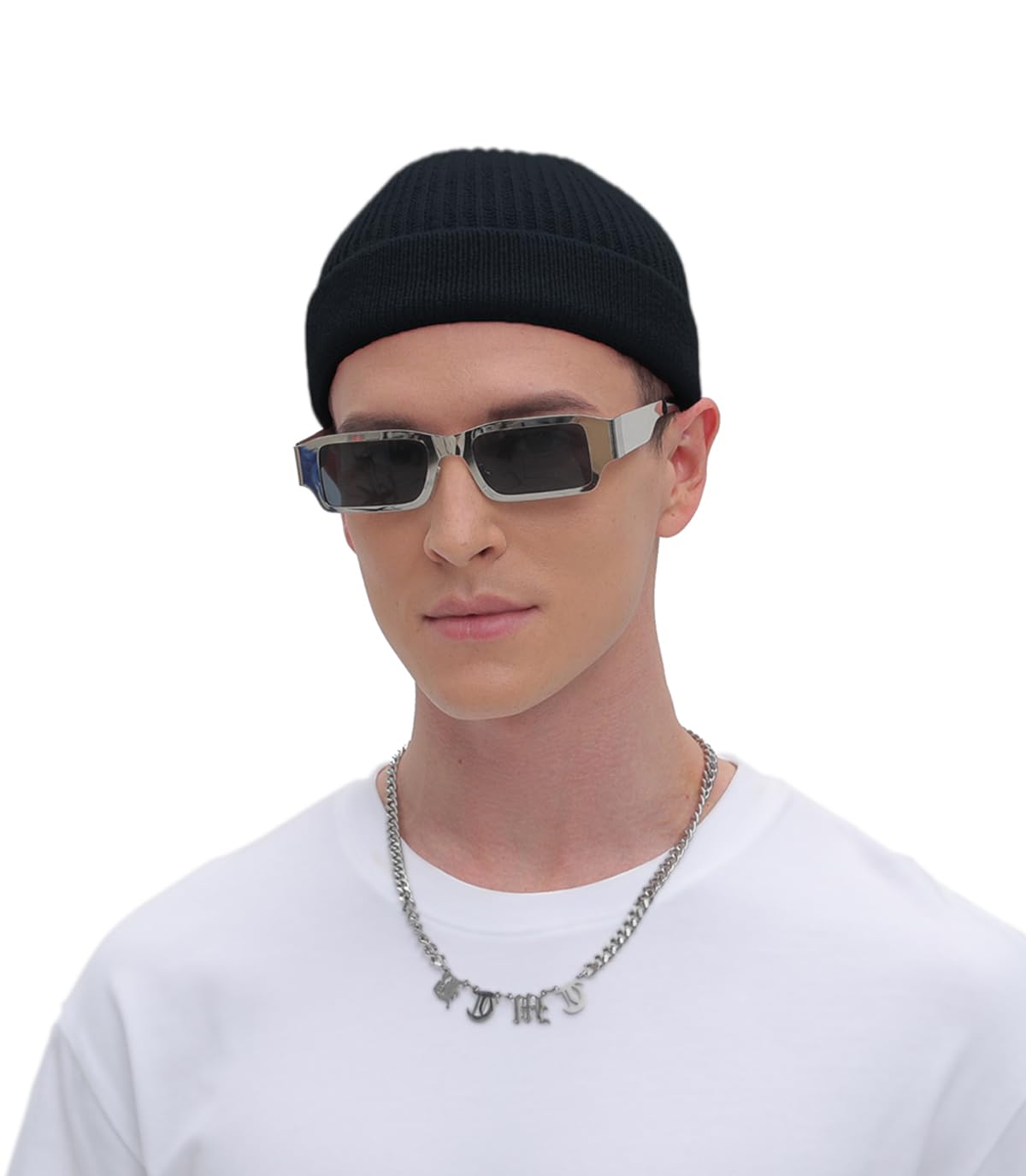 ROYBENS Swag Wool Knit Cuff Short Fisherman Beanie for Men Women, Winter Warm Hats,Trawler Watch Hat Soft Spring Fall Skull Cap Unisex Black