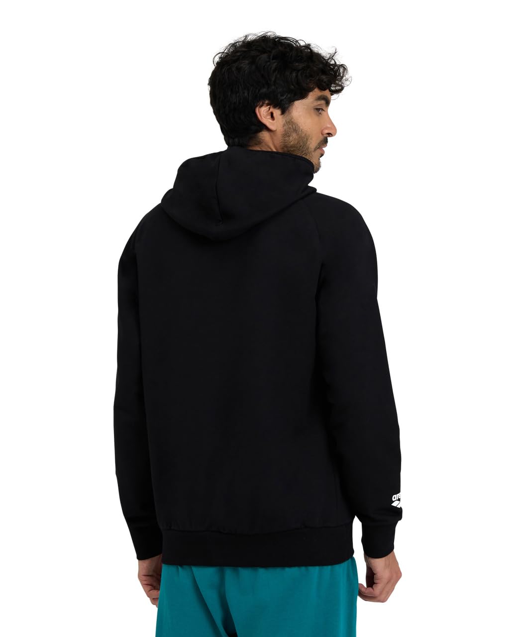 ARENA Unisex Adults Logo Swimmer Hooded Cotton Sweatshirt Men’s and Women’s Long Sleeve Regular Fit Hoodie Active Pullover Top, Black, X-Large
