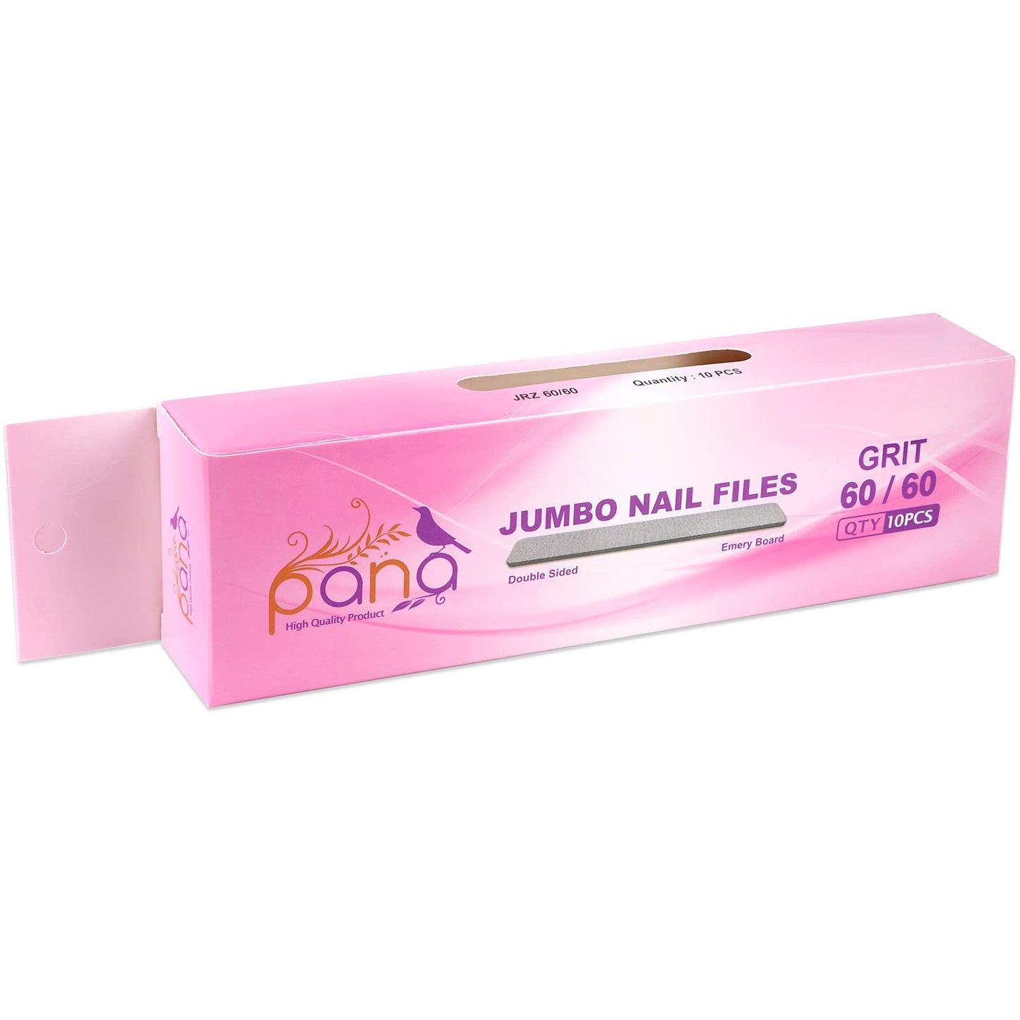 10PCS Jumbo Size PANA Professional Double Sided Nail Files - Zebra, 60/60 Grit - Emery Board Nail Buffering File Manicure Pedicure Nail Polisher Washable