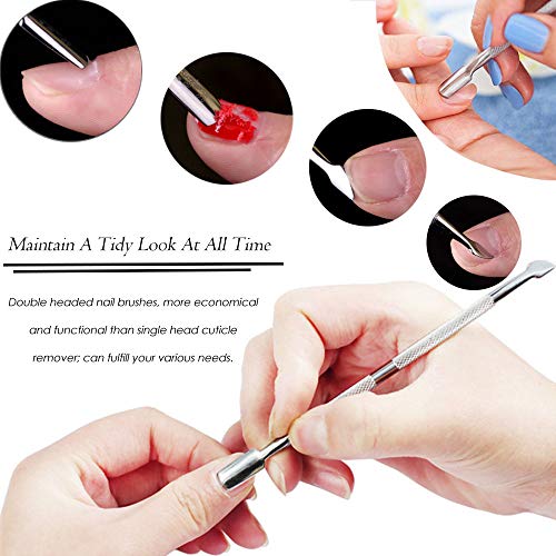 15Pcs Cuticle Pusher Remover and Cutter, Creatiee Double Ended Stainless Steel Cuticle Cleaner Nail Gel Polish Removal, Manicure Pedicure Nail Tools for Fingernails Toenails - Professional & Durable