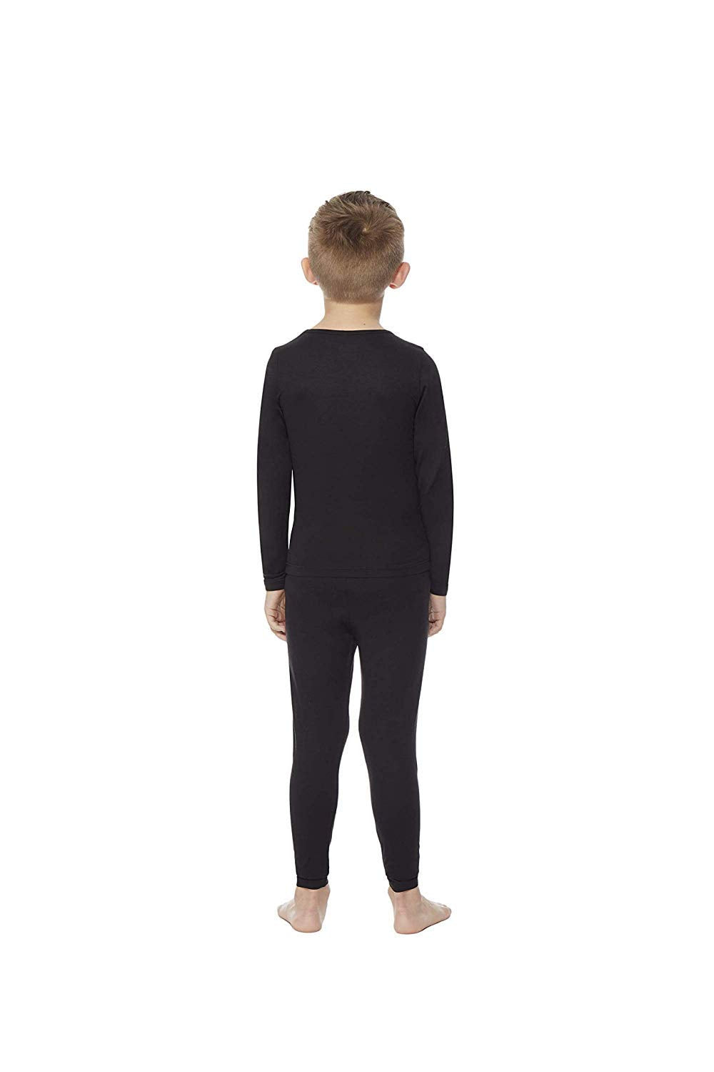 32 Degrees Kid's Heat Base Layer Long Sleeve Crew Neck and Legging Set (Black, Medium)