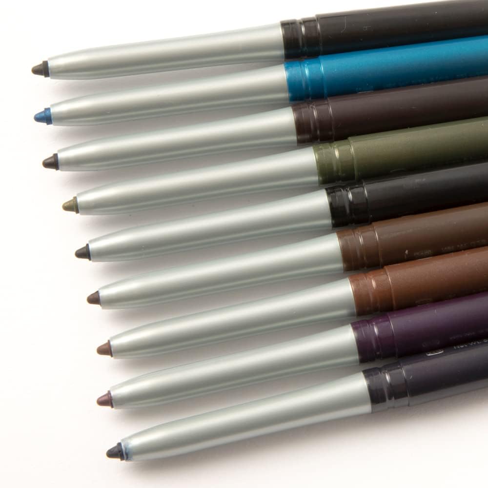 Palladio Retractable Waterproof Eyeliner, Richly Pigmented Color and Creamy, Slip Twist Up Pencil Eye Liner, Smudge Proof Long Lasting Application, All Day Wear, No Sharpener Required, Black Brown